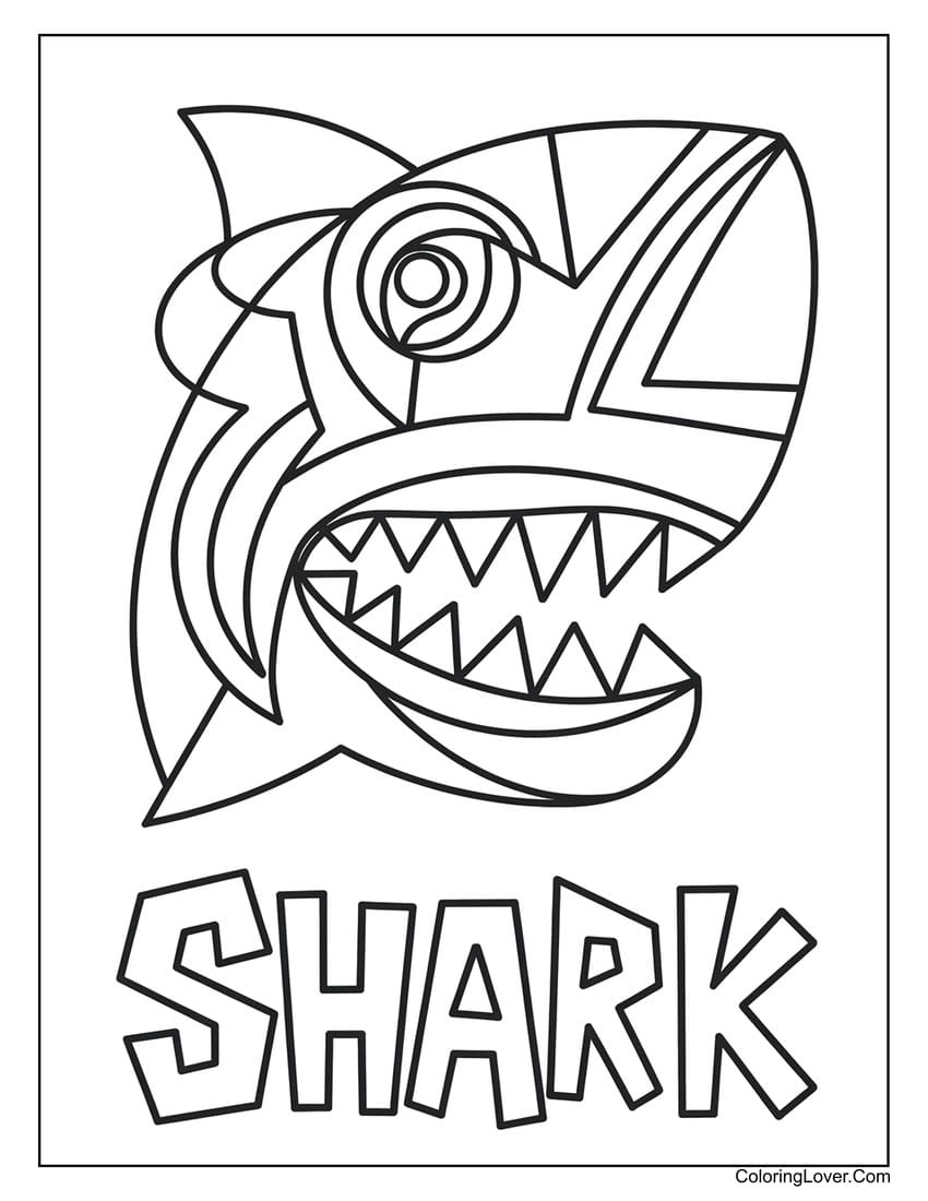 Simple shark illustration for kids to color