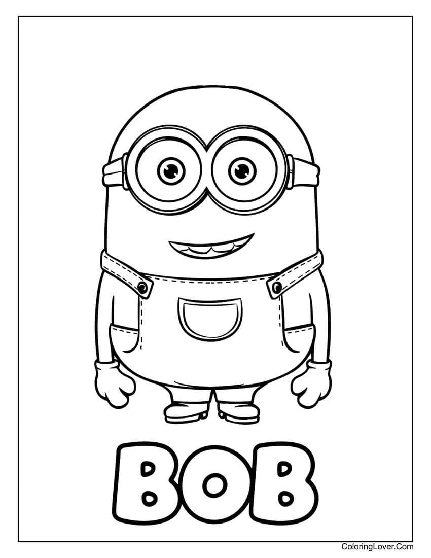 Easy Bob Minion coloring page for kids