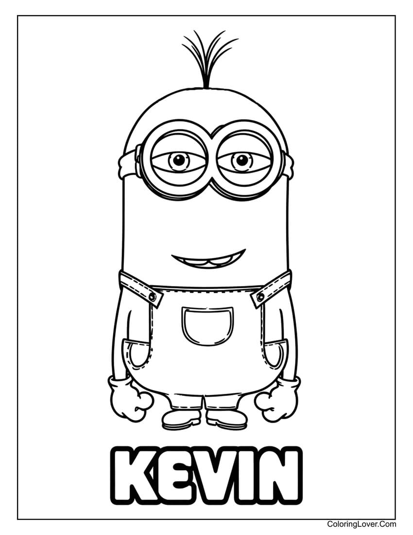 Easy Kevin Minion coloring page for kids