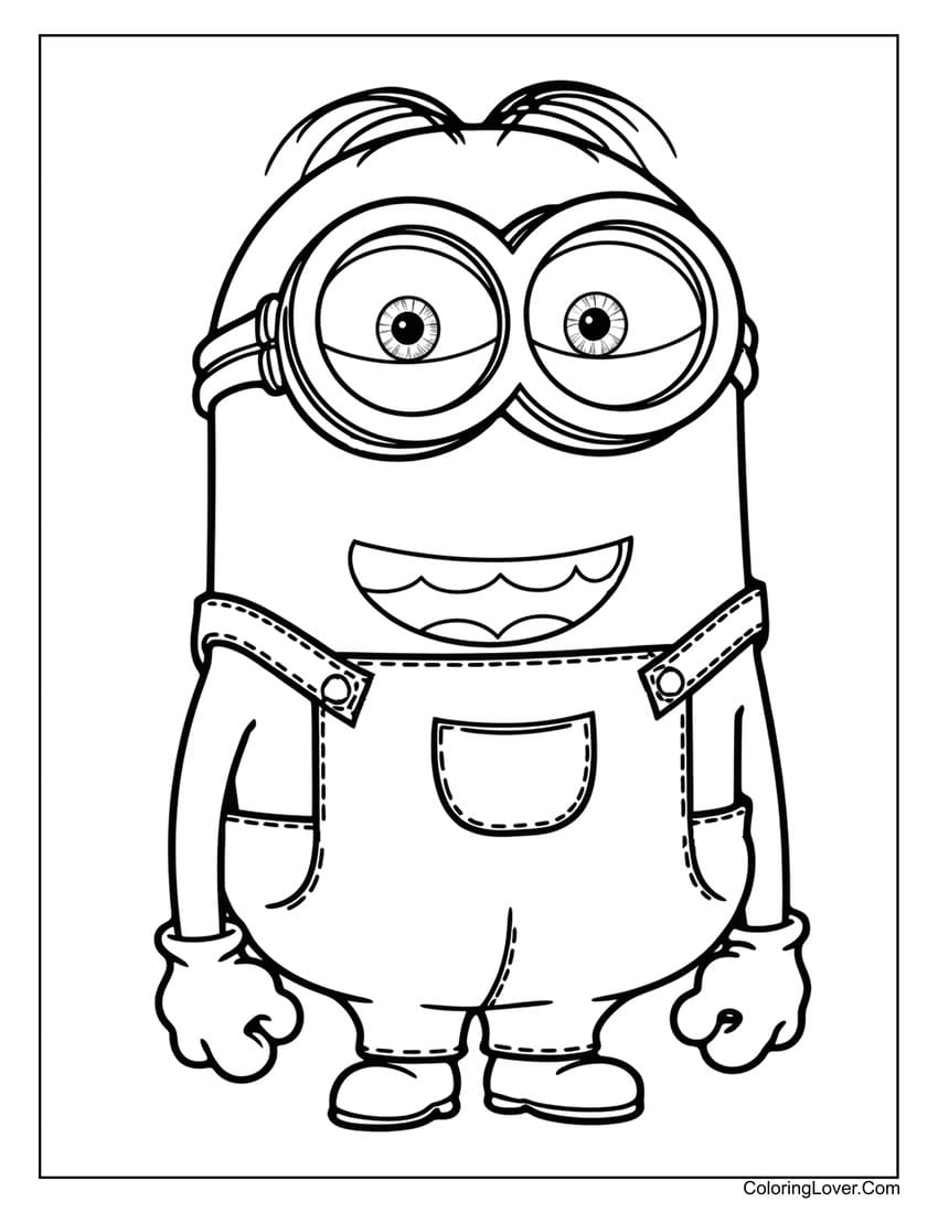 Easy smiling Minion coloring page for kids