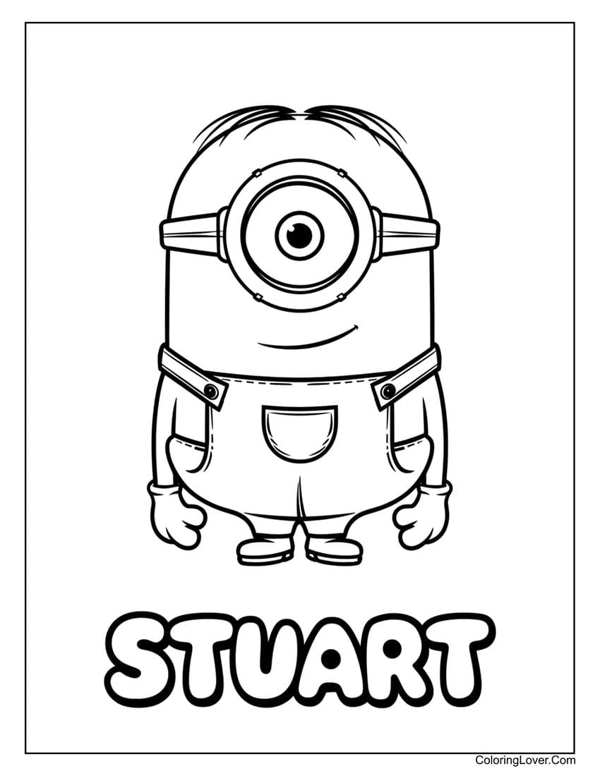 Easy Stuart Minion coloring page for kids