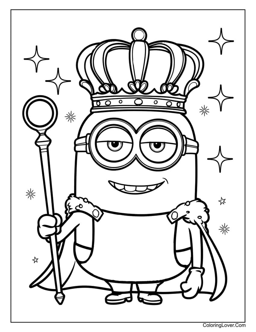 King Bob holding a royal scepter coloring page