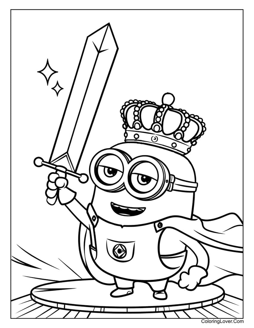 King Bob holding a sword coloring page