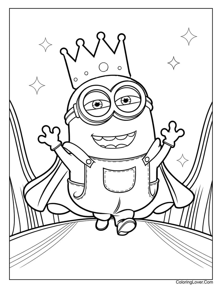 King Bob running with a crown coloring page