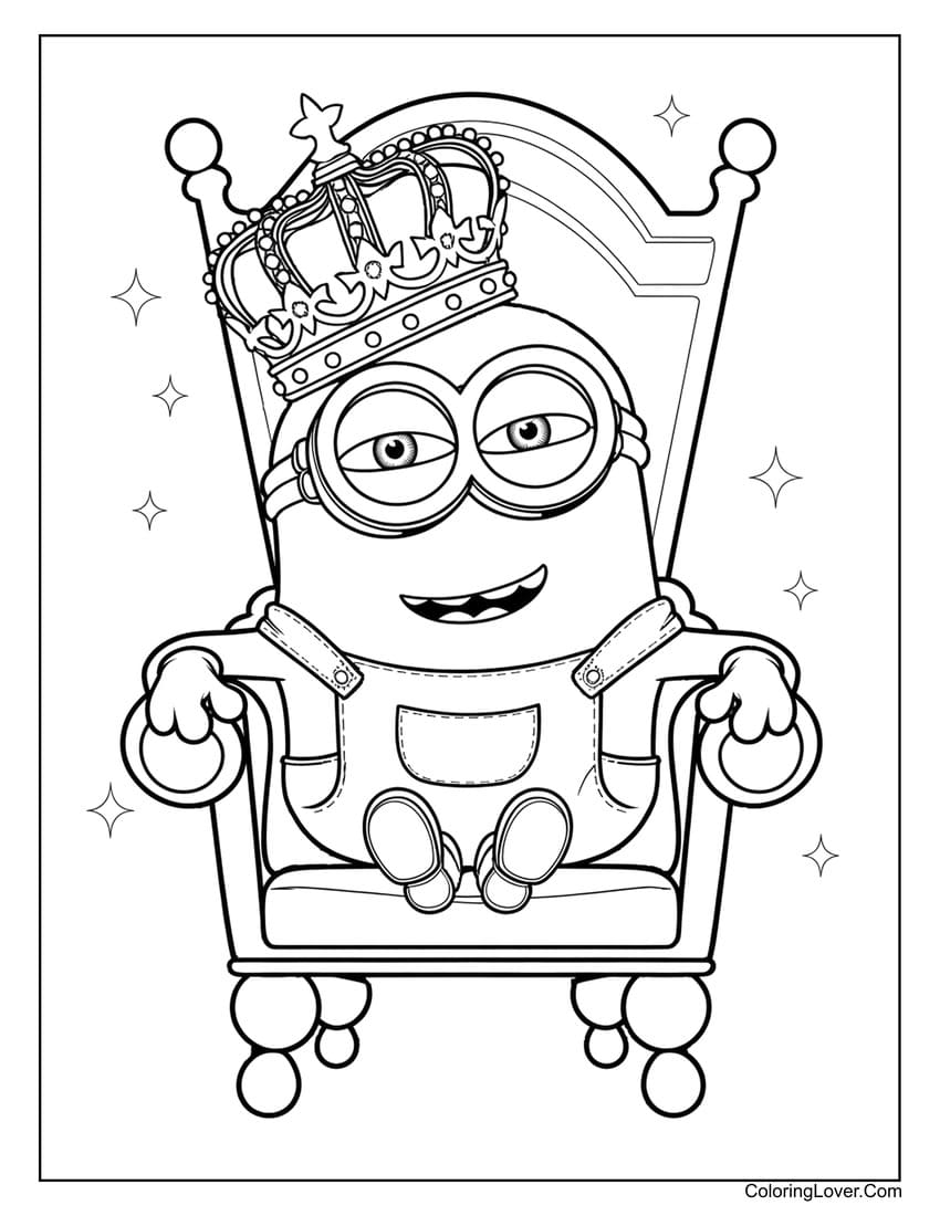 King Bob sitting on a throne coloring page