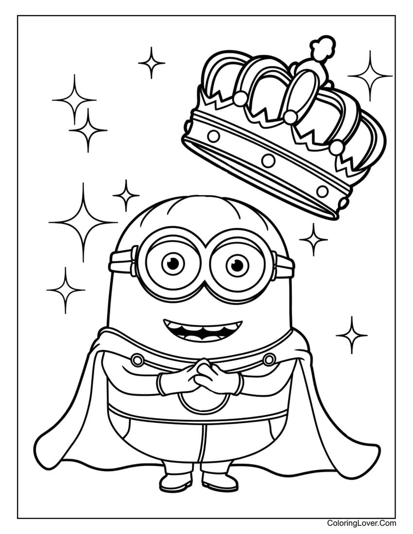 King Bob wearing a royal cape coloring page