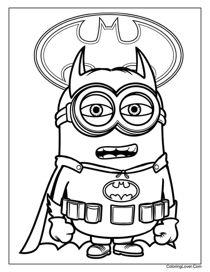 Minion dressed as a superhero coloring page