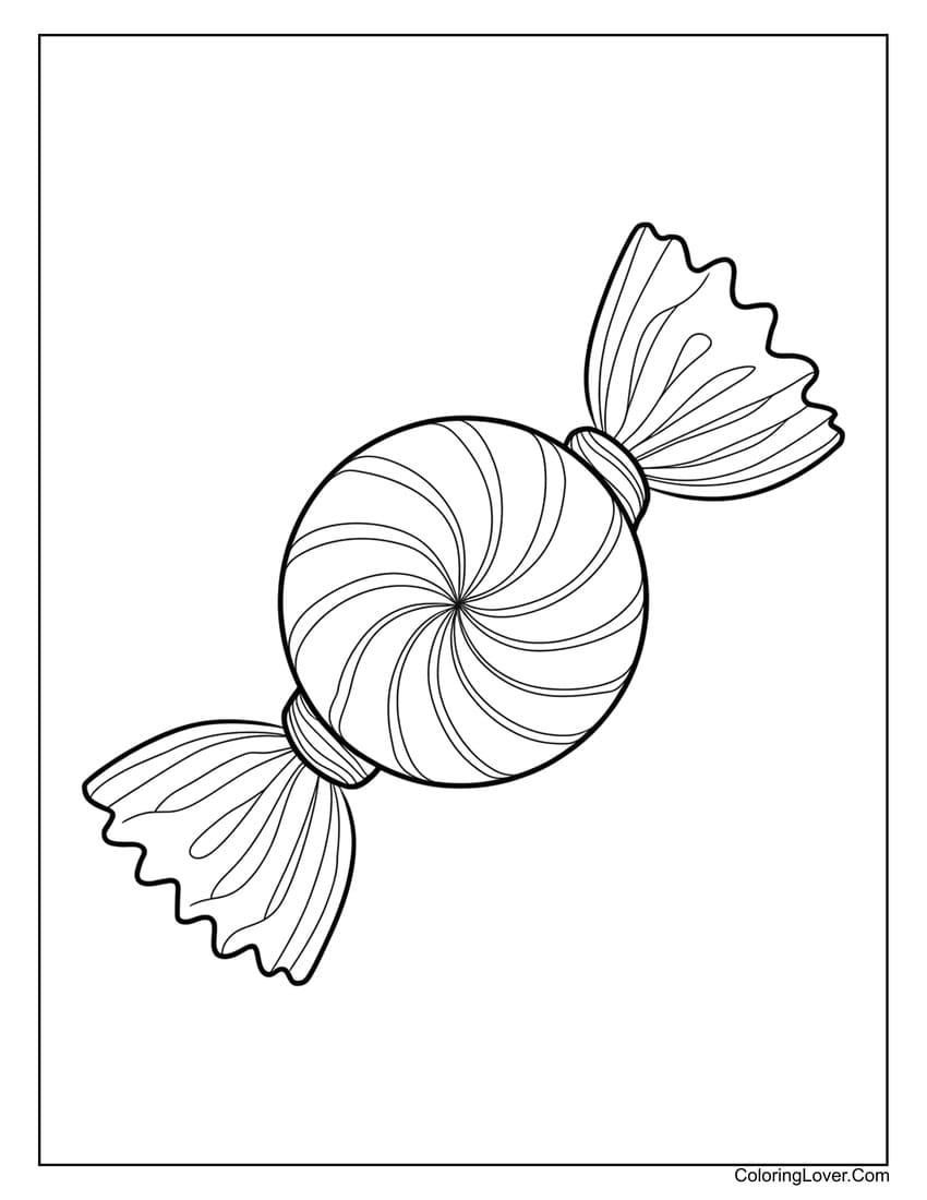 Easy peppermint candy coloring page