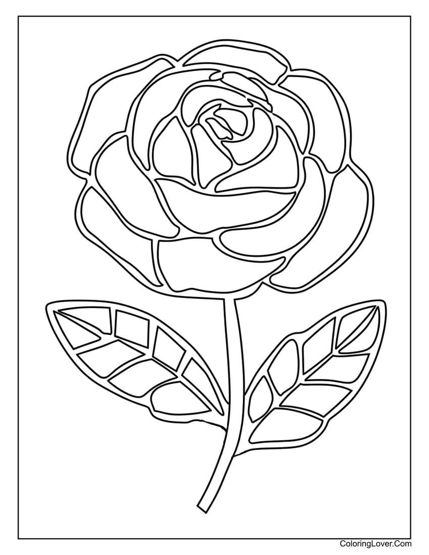 Easy rose coloring page for kids