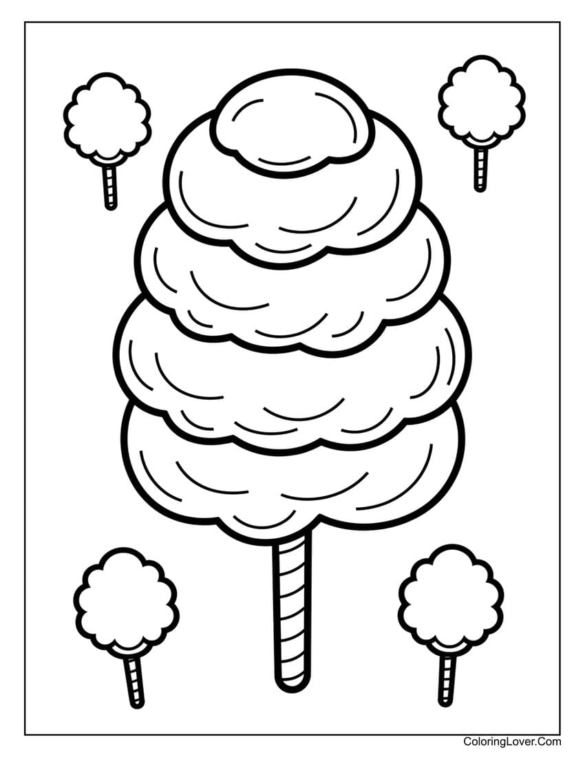 Giant cotton candy tree coloring page